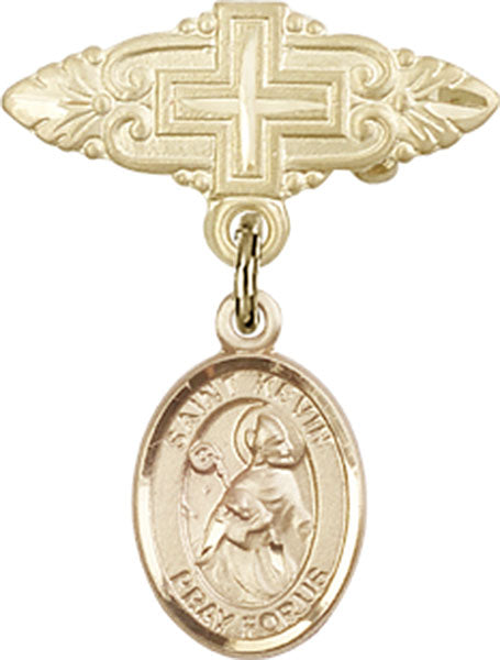 St. Kevin Charm and Badge Pin with Cross