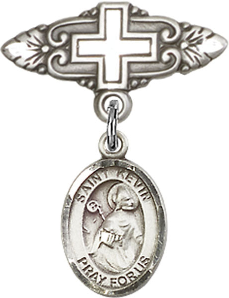 St. Kevin Charm and Badge Pin with Cross