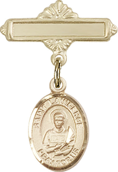 St. Lawrence Charm and Polished Engravable Badge Pin