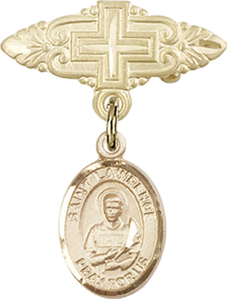 St. Lawrence Charm and Badge Pin with Cross