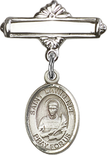 St. Lawrence Charm and Polished Engravable Badge Pin