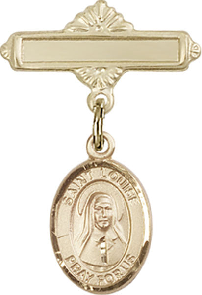St. Louise de Marillac Charm and Polished Engravable Badge Pin