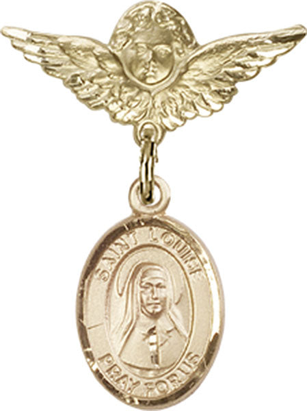 St. Louise de Marillac Charm and Angel with Smaller Wings Badge Pin