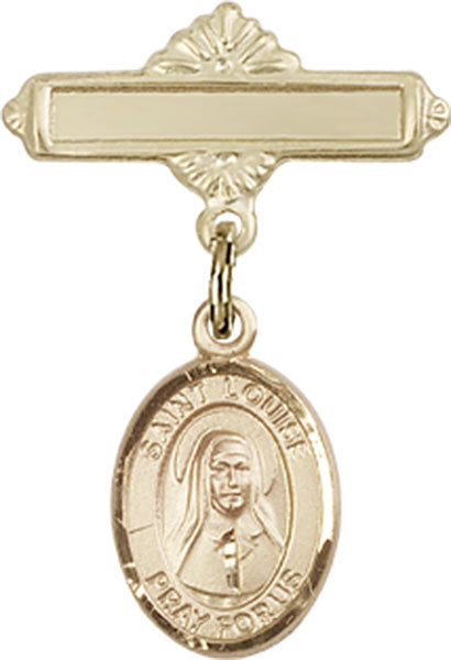 St. Louise de Marillac Charm and Polished Engravable Badge Pin