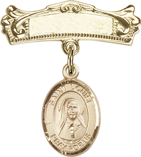 St. Louise de Marillac Charm and Arched Polished Engravable Badge Pin