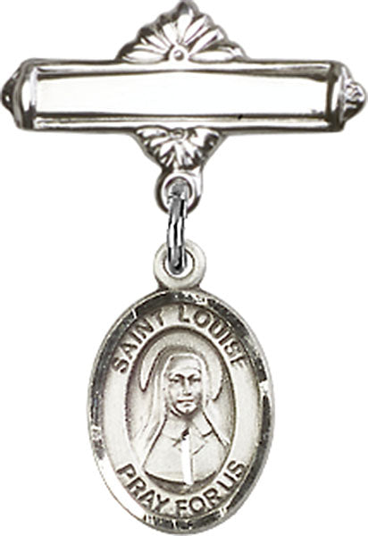 St. Louise de Marillac Charm and Polished Engravable Badge Pin