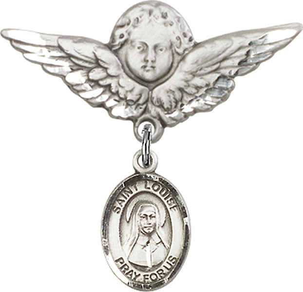 St. Louise de Marillac Charm and Angel with Larger Wings Badge Pin