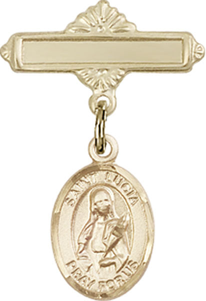 St. Lucia of Syracuse Charm and Polished Engravable Badge Pin