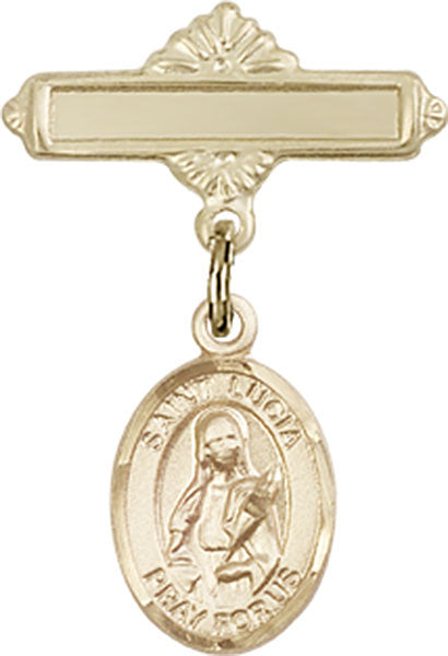 St. Lucia of Syracuse Charm and Polished Engravable Badge Pin