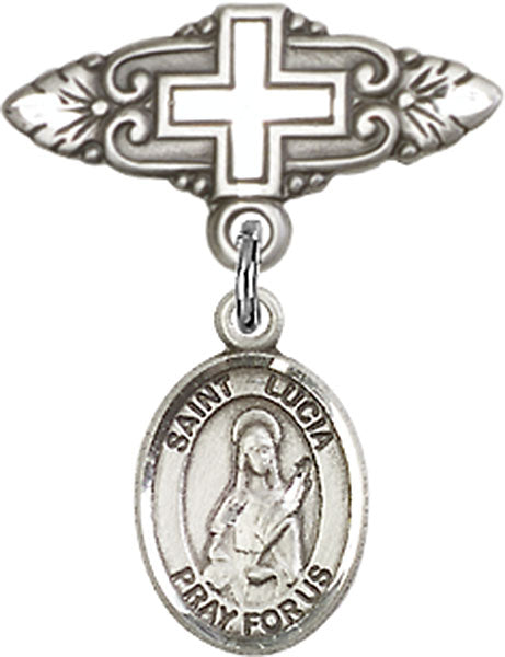 St. Lucia of Syracuse Charm and Badge Pin with Cross