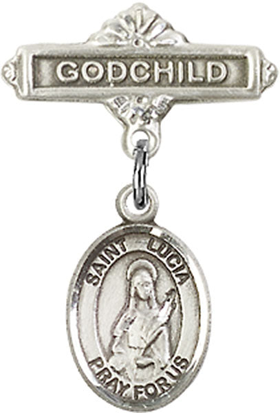 St. Lucia of Syracuse Charm and Godchild Badge Pin