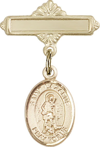 St. Lazarus Charm and Polished Engravable Badge Pin