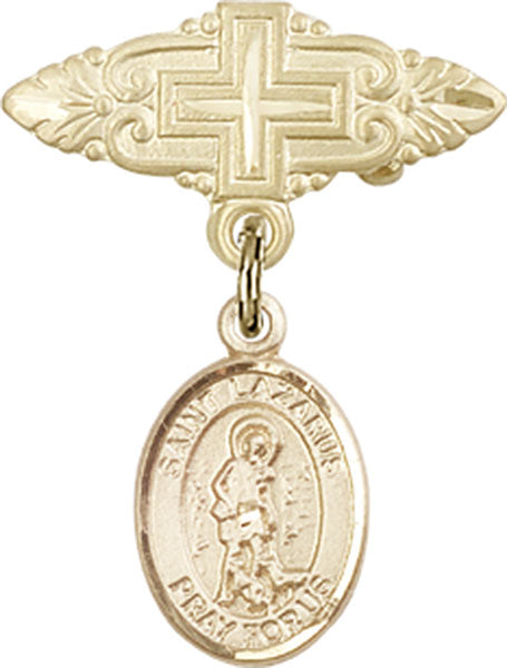 St. Lazarus Charm and Badge Pin with Cross