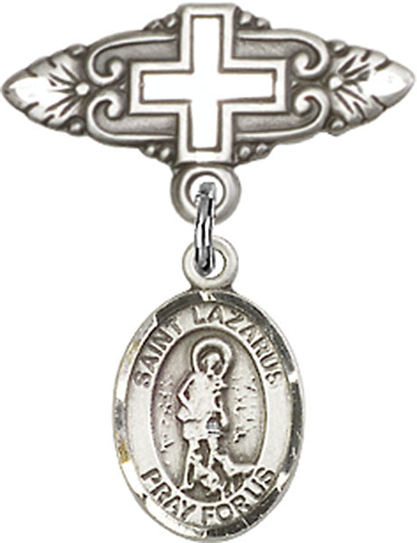 St. Lazarus Charm and Badge Pin with Cross