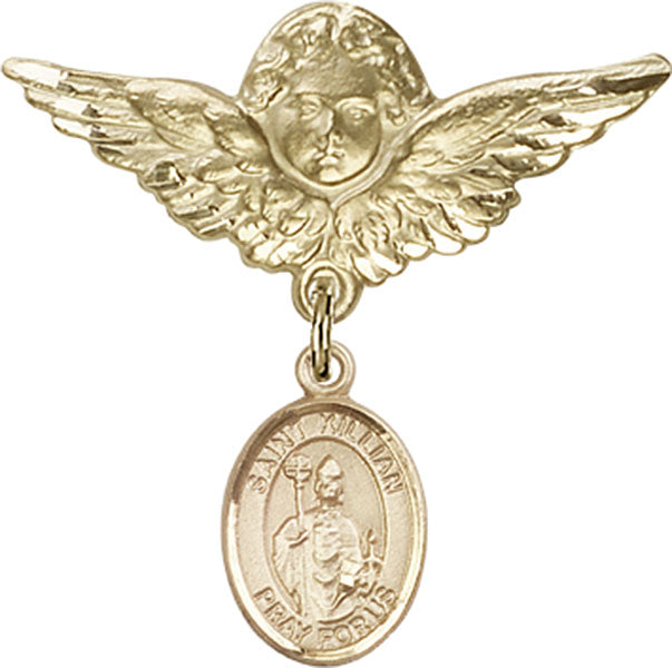 St. Kilian Charm and Angel with Larger Wings Badge Pin