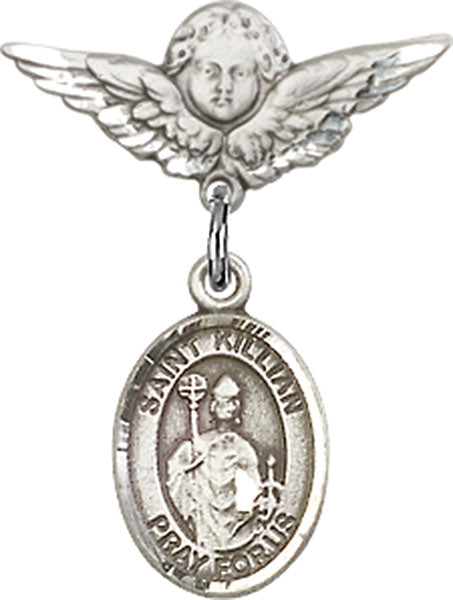 St. Kilian Charm and Angel with Smaller Wings Badge Pin