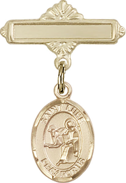 St. Luke the Apostle Charm and Polished Engravable Badge Pin