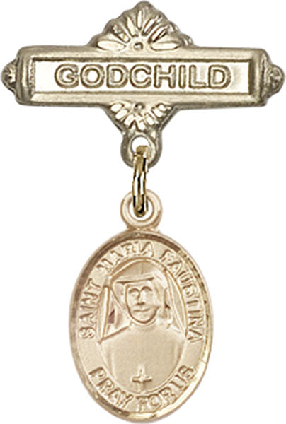 St. Maria Faustina Charm and Godchild Badge Pin