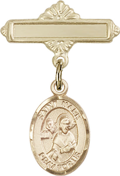 St. Mark the Evangelist Charm and Polished Engravable Badge Pin