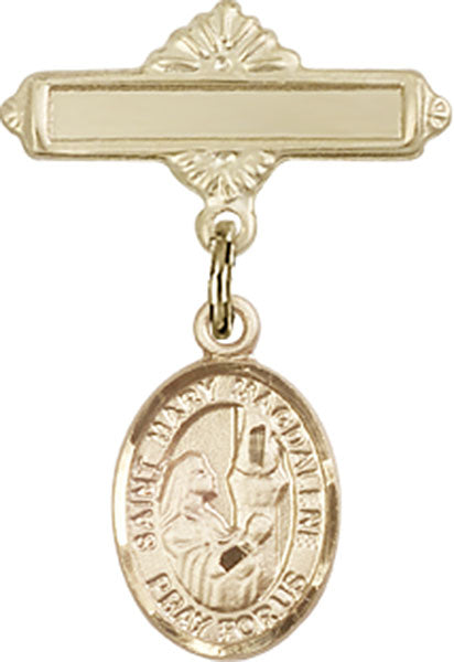 St. Mary Magdalene Charm and Polished Engravable Badge Pin