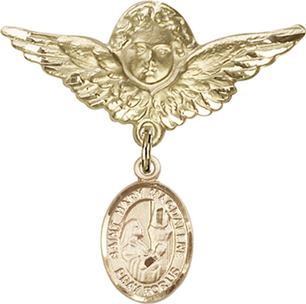 St. Mary Magdalene Charm and Angel with Larger Wings Badge Pin