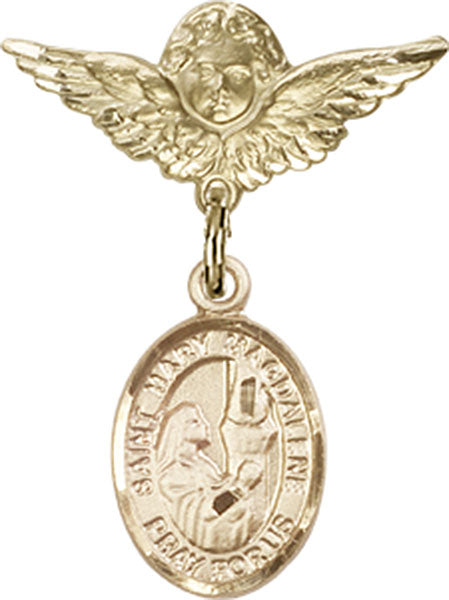 St. Mary Magdalene Charm and Angel with Smaller Wings Badge Pin