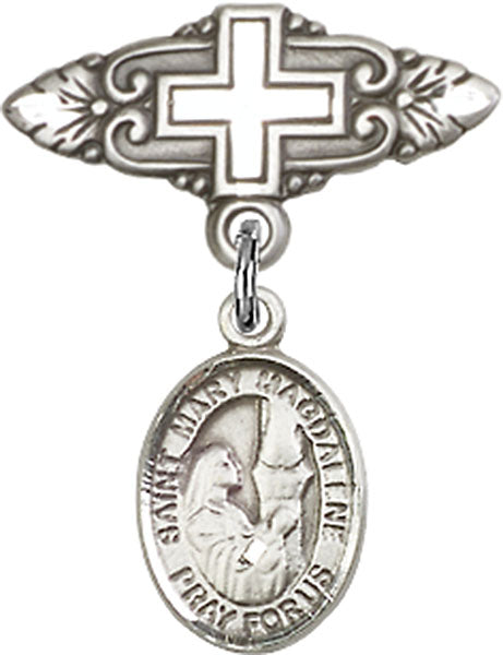 St. Mary Magdalene Charm and Badge Pin with Cross