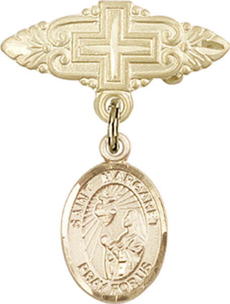 St. Margaret Mary Alacoque Charm and Badge Pin with Cross