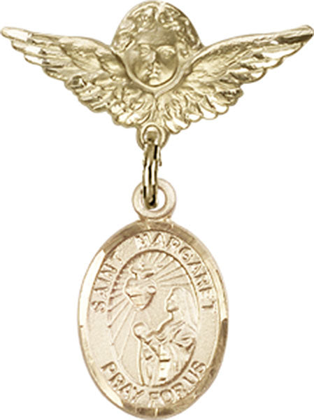 St. Margaret Mary Alacoque Charm and Angel with Smaller Wings Badge Pin