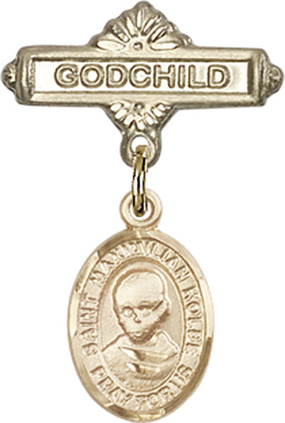 St. Maximilian Kolbe Charm and Godchild Badge Pin