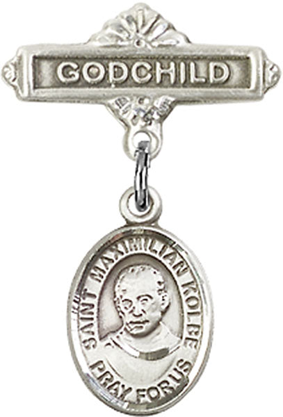 St. Maximilian Kolbe Charm and Godchild Badge Pin