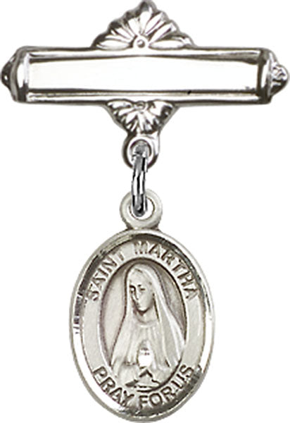 St. Martha Charm and Polished Engravable Badge Pin