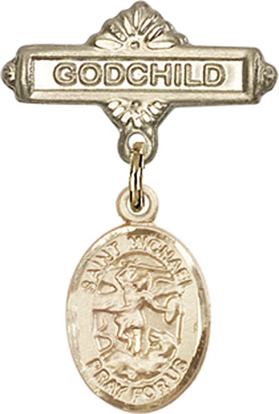 St. Michael the Archangel Charm and Godchild Badge Pin