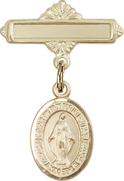 Miraculous Charm and Polished Engravable Badge Pin