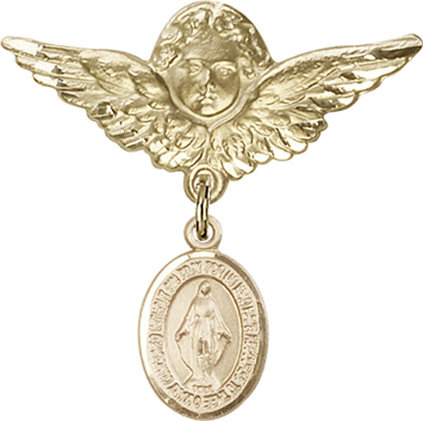 Miraculous Charm and Angel with Larger Wings Badge Pin