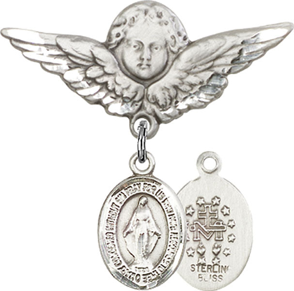 Miraculous Charm and Angel with Larger Wings Badge Pin