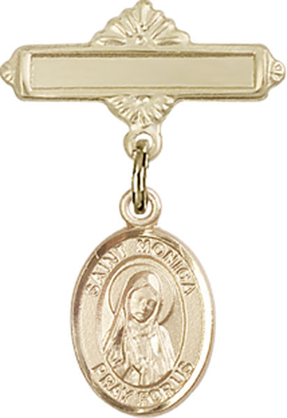 St. Monica Charm and Polished Engravable Badge Pin