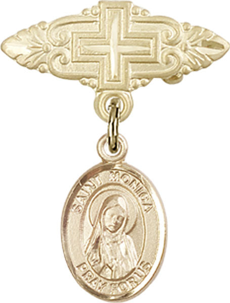 St. Monica Charm and Badge Pin with Cross