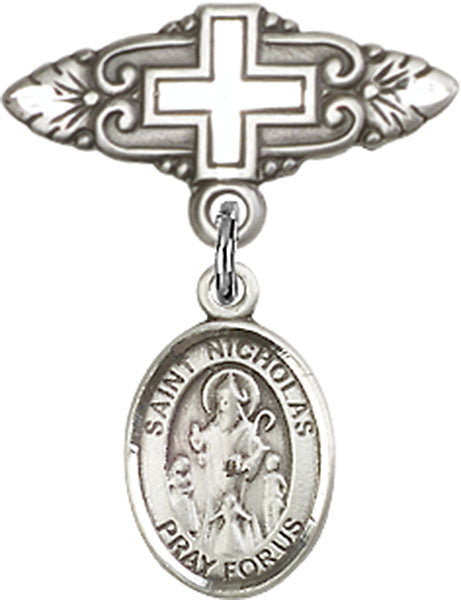 St. Nicholas Charm and Badge Pin with Cross