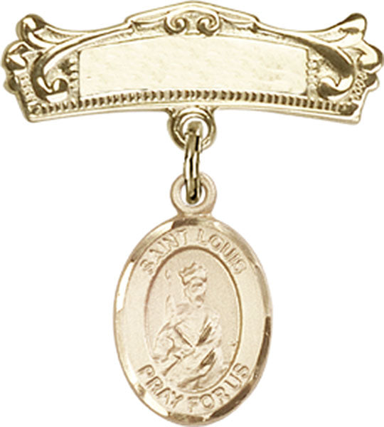 St. Louis Charm and Arched Polished Engravable Badge Pin