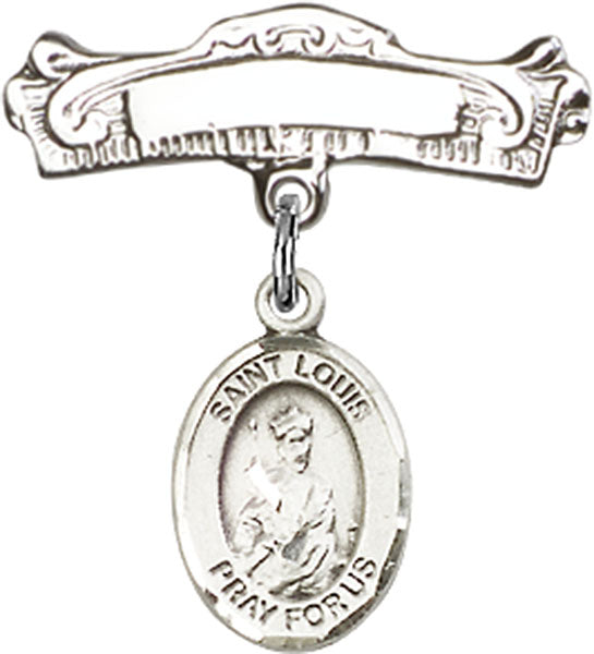 St. Louis Charm and Arched Polished Engravable Badge Pin