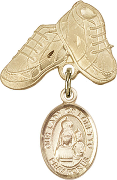 Our Lady of Loretto Charm and Baby Boots Pin