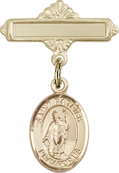 St. Patrick Charm and Polished Engravable Badge Pin