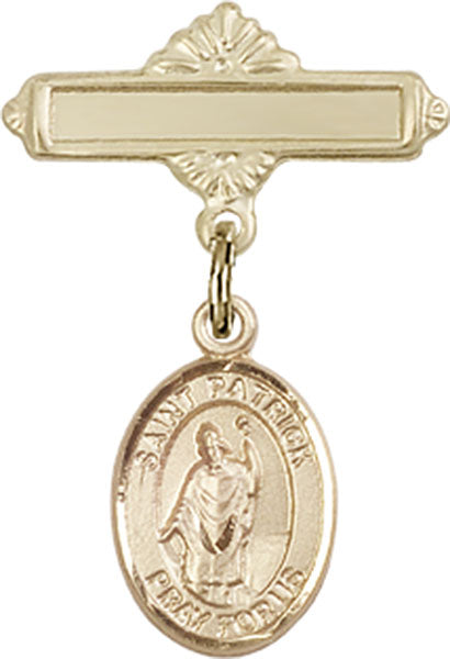 St. Patrick Charm and Polished Engravable Badge Pin