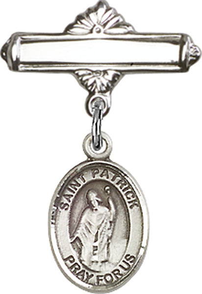 St. Patrick Charm and Polished Engravable Badge Pin