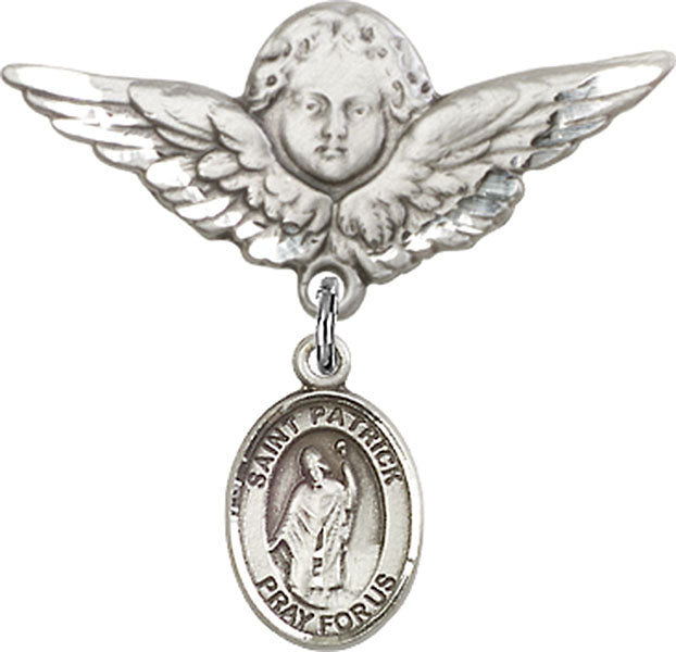 St. Patrick Charm and Angel with Larger Wings Badge Pin