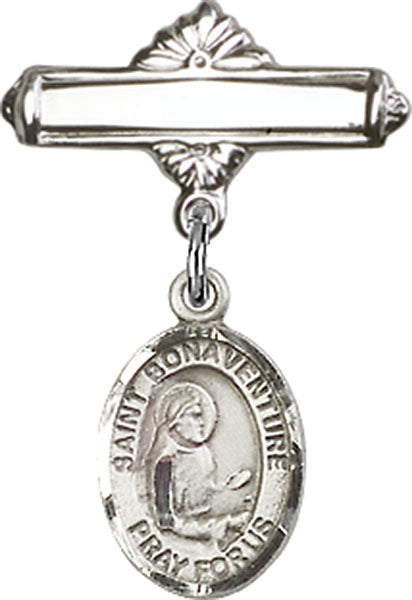 St. Bonaventure Charm and Polished Engravable Badge Pin
