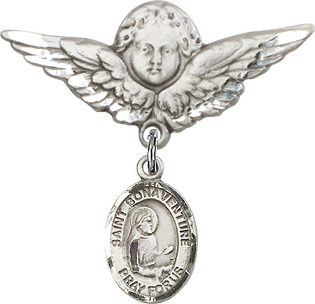 St. Bonaventure Charm and Angel with Larger Wings Badge Pin