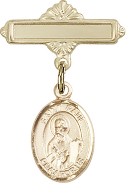 St. Paul the Apostle Charm and Polished Engravable Badge Pin