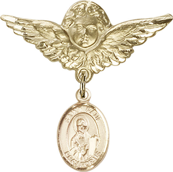 St. Paul the Apostle Charm and Angel with Larger Wings Badge Pin